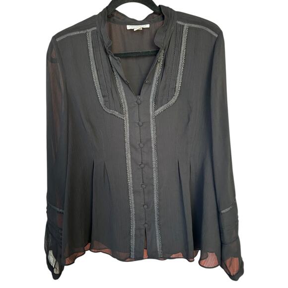 Coldwater Creek Women's Black Sheer Blouse Size Large - Picture 2 of 5
